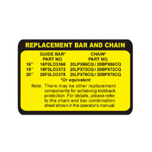 ECHO X524003551 - LABEL, BAR & CHAIN - Authentic OEM part