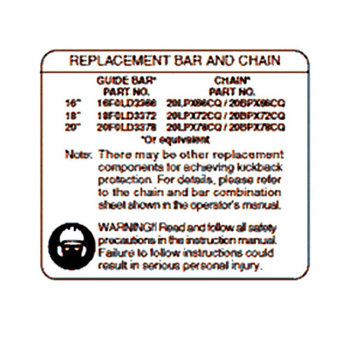 ECHO X524003701 - LABEL, BAR & CHAIN - Authentic OEM part