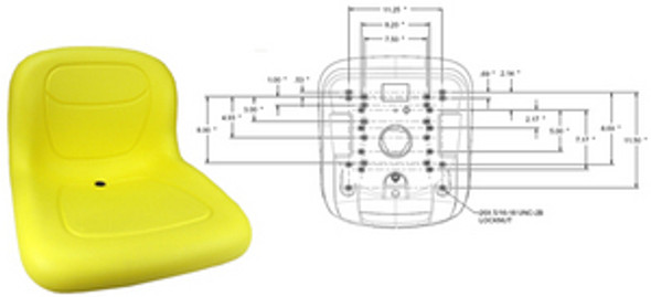 15In. HIGH BACK SEAT YELLOW - (UNIVERSAL) - 13343