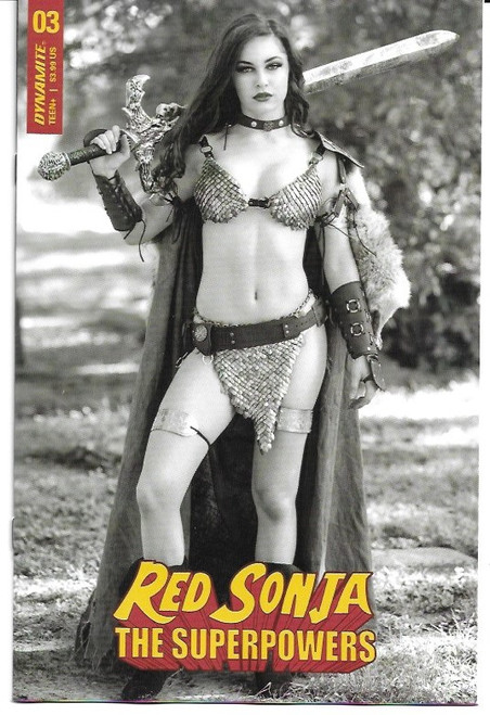 RED SONJA THE SUPERPOWERS #3 COSPLAY B&W PREMIUM FOC BONUS VAR (DYNAMITE 2021)