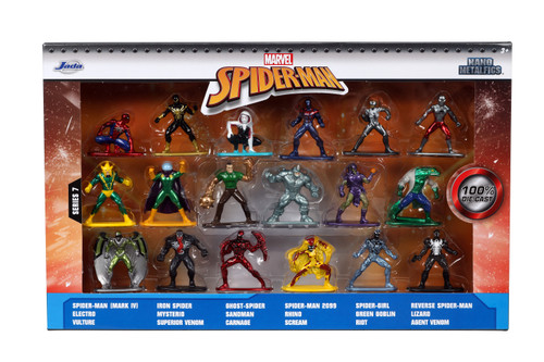 MARVEL SPIDER-MAN NANO METALFIGS 18 PK W7