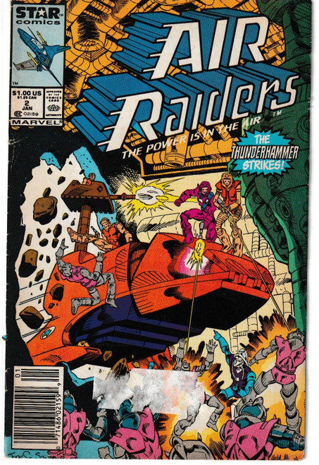 AIR RAIDERS #2 (MARVEL 1987) STICKER RESIDUE ON COVER