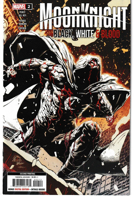 MOON KNIGHT BLACK WHITE BLOOD #2 (OF 4) 2ND PRINT STEGMAN VAR (MARVEL 2022) C2 "NEW UNREAD"