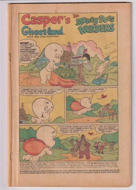 CASPERS GHOSTLAND #73 (HARVEY 1973) COVERLESS