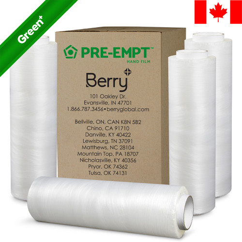 Pre-Stretched Hand Wrap, Medium, 15" x 1,450', 4 Rolls/Case
