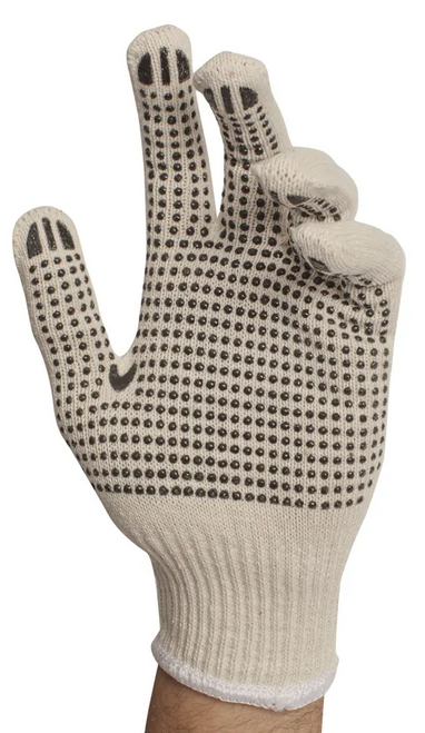 String Knit Glove, PVC Dots, Large, 12 Pairs/Bag