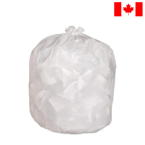 White Garbage Bags, 24” x 22”, Regular, 500/Case