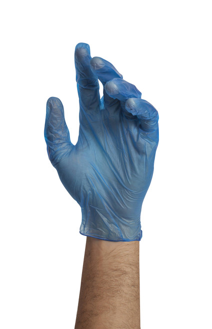 Vinyl Glove, 4 mil., Blue, Large, 100/Box