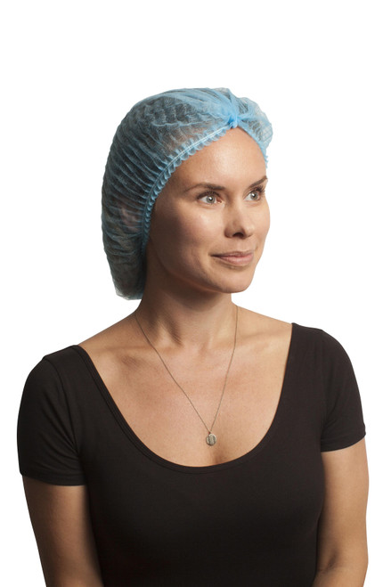 Pleated Bouffant Cap, 21", Blue, 1000/Case