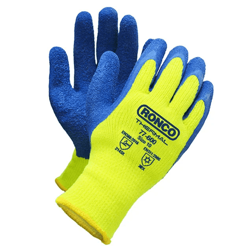 Latex Coated Freezer Glove, Crinkle Grip, Large, 12 Pairs/Bag