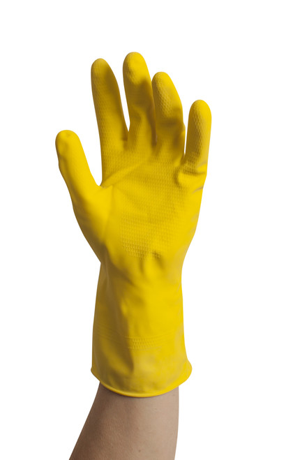 Chemical Resistant Latex Glove, 16 mil., Yellow, Small, 12 Pairs/Bag
