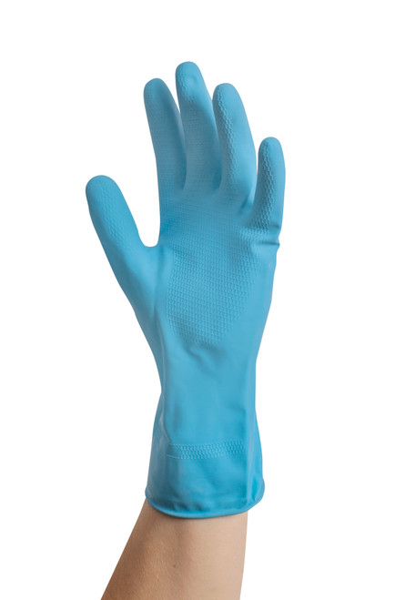 Chemical Resistant Latex Glove, 16 mil., Blue, Large, 12 Pairs/Bag