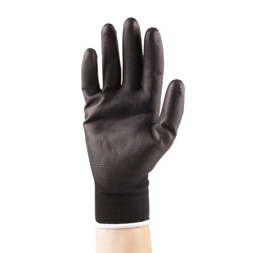 Polyurethane Coated Glove, Black, Large, 12 Pairs/Bag