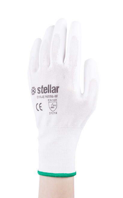 Polyurethane Coated Glove, White, Small, 12 Pairs/Bag