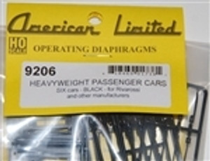 HO Diaphragms for Other Heavyweight Cars, 6 pack (black) HO Diaphragms for Other Heavyweight Cars, 6 pack (black)