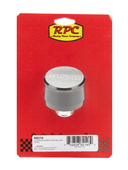 Racing Power Co-Packaged Valve Cover Breather 496 Logo Black Each R8214