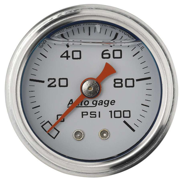 Autometer 1-1/2In Pressure Gauge 0-100Psi- White 2177