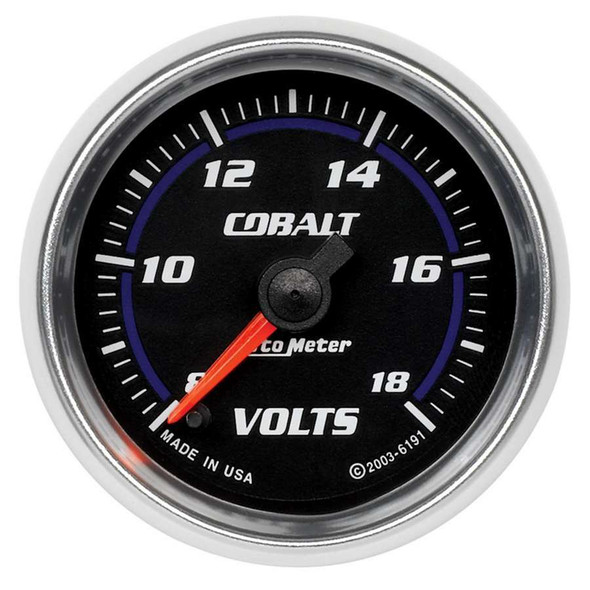 Autometer 2-1/16In C/S Voltmeter Gauge 8-18 Volts 6191