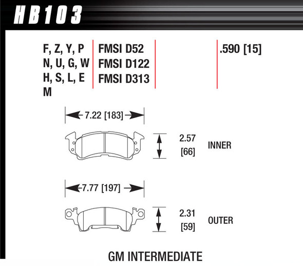 Hawk Brake Full Size Gm Dtc-70 Hb103U.590