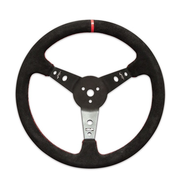 Longacre Steering Wheel 15In Dished Suede Blk Spokes 52-56797