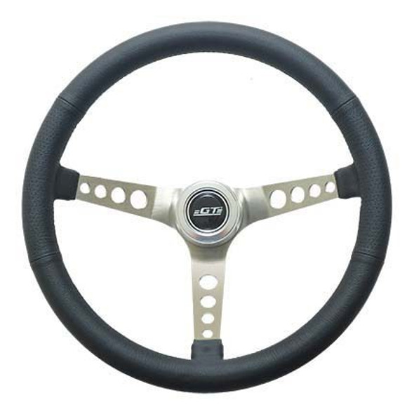 Gt Performance Steering Wheel Retro Leather Stainless Spokes 35-5445