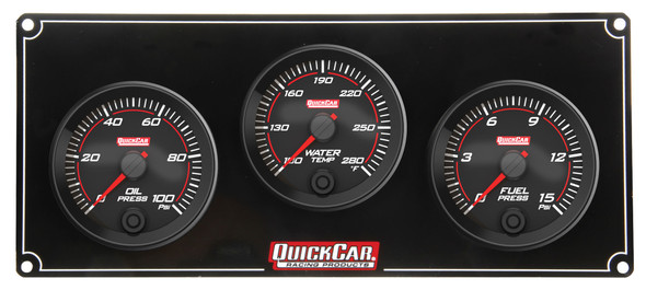 Quickcar Racing Products Redline 3 Gauge Panel Op/Wt/Fp 69-3012