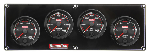 Quickcar Racing Products Redline 4 Gauge Panel Op/Wt/Ot/Volt 69-4027