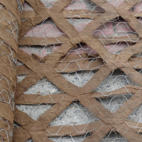 Closeup of brown camo netting wire and burlap Closeup of brown camo netting wire and burlap