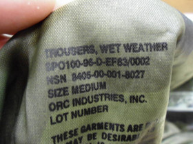 US Military Wet Weather Trousers US Military Wet Weather Trousers