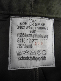 German Army Gore-Tex Bib Liners German Army Gore-Tex Bib Liners