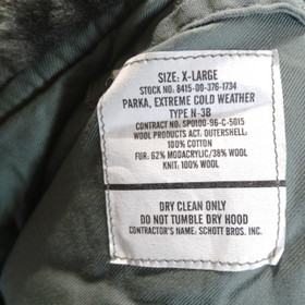 N3B Extreme Cold Weather Parka - label