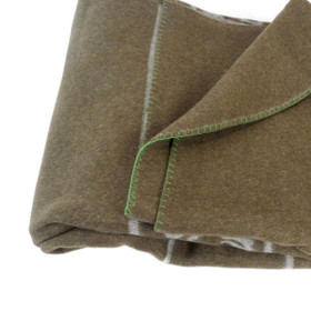 Military Surplus Wool Blanket - closeup of blanket stitched hem Military Surplus Wool Blanket - closeup of blanket stitched hem
