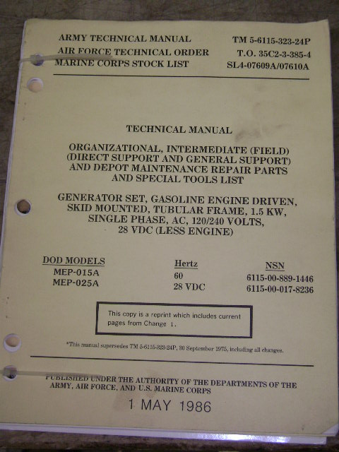 Gasoline (1.5KW) Generator Set Technical Manual