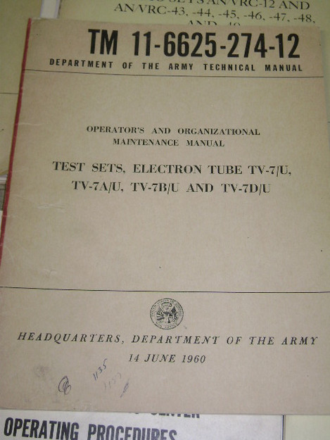 Electron Tube TV-7/U, TV-7A/U, TV-7B/U and TV-7D/U Test Sets Man