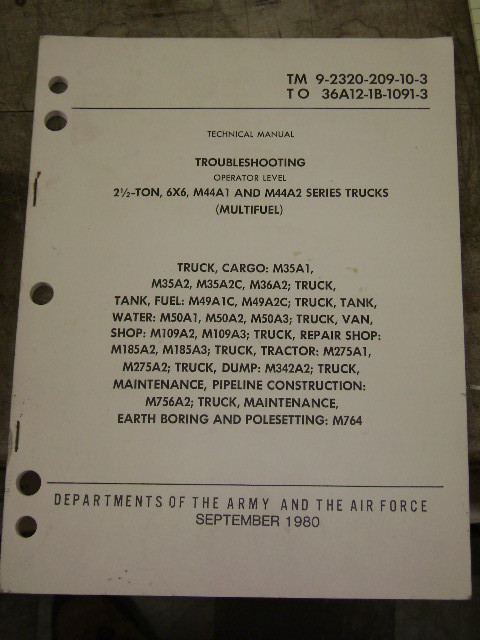 M44A1 and M44A2 Truck Series Troubleshooting Technical Manual