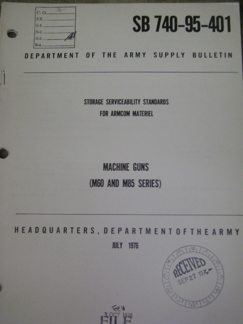 Storage Serviceability Standards for ARMCOM Materiel: Machine Gu