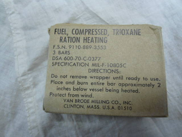 US Military Vietnam War Era Trioxane Compressed Fuel - Billings