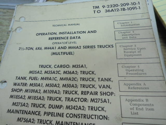 US Army TM 9-2320-209-1 M44A1/A2 Truck Series Manual