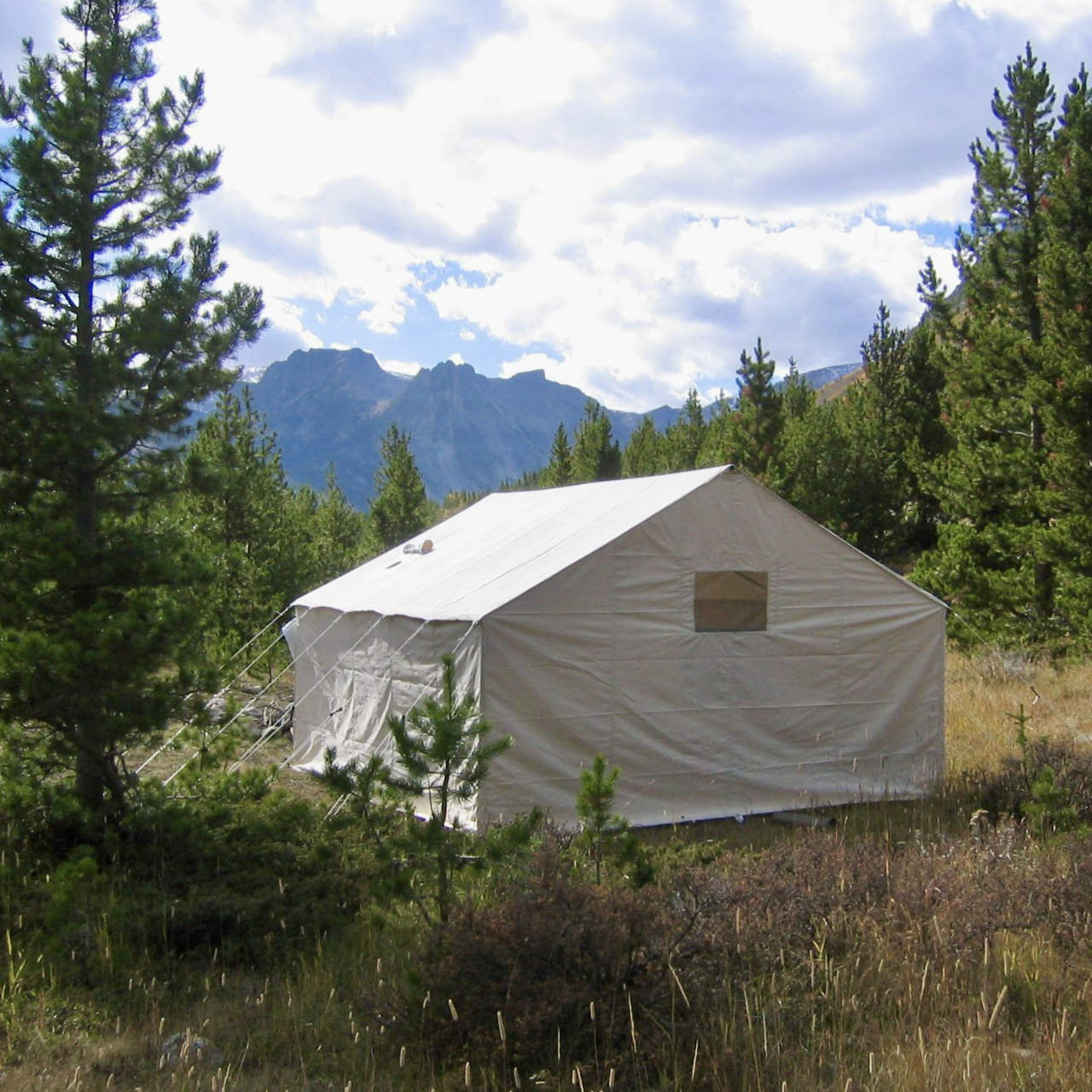 Canvas Wall Tent - 10x12 - back view shown with window Canvas Wall Tent - 10x12 - back view shown with window