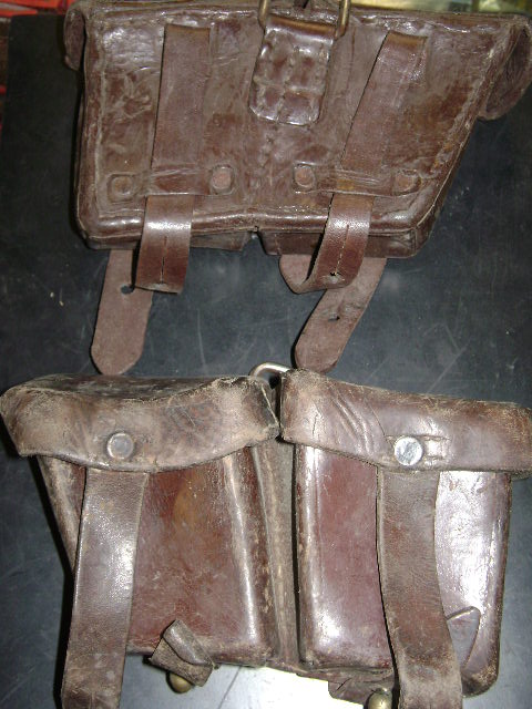 Vintage European Leather Ammo Pouches - Billings Army Navy Surplus