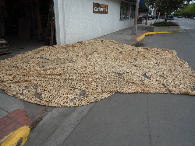 U.S. Military 18′ x 32′ Desert Camouflage Net - view from distance to see size