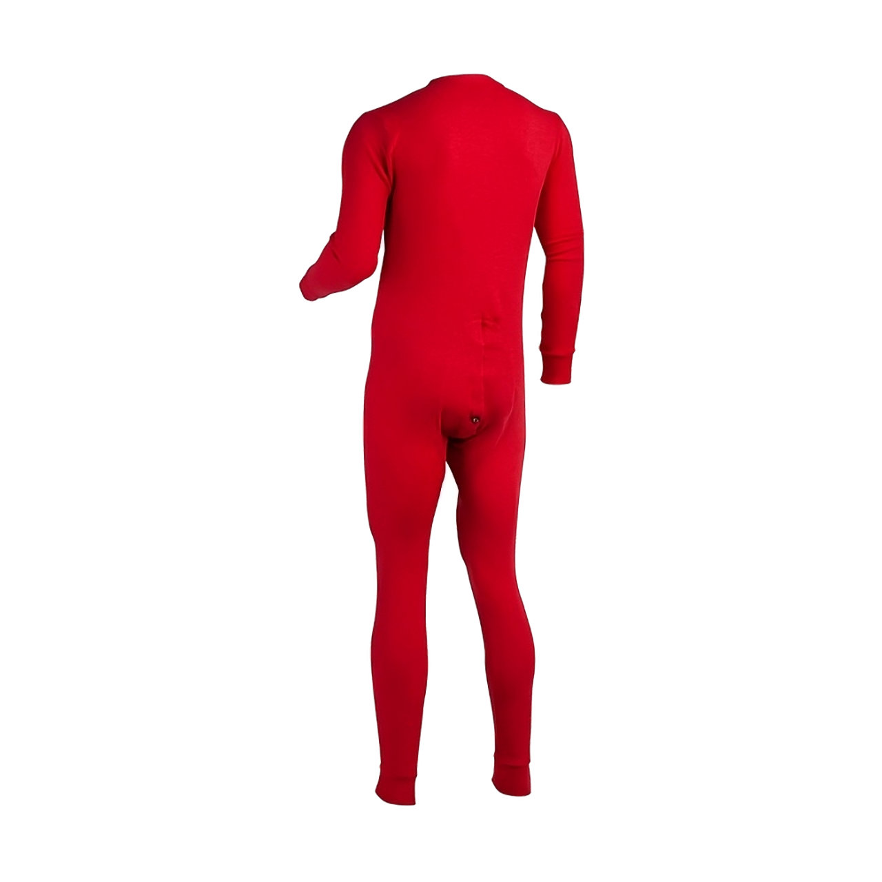 ColdPruf Men’s Merino Wool Union Suit - back view with single-button rear flap