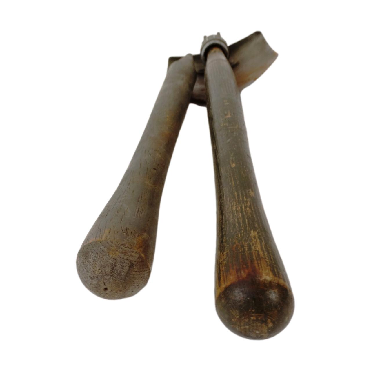 Folding Shovel Handle (left) - original folding shovel with worn handle (right)
