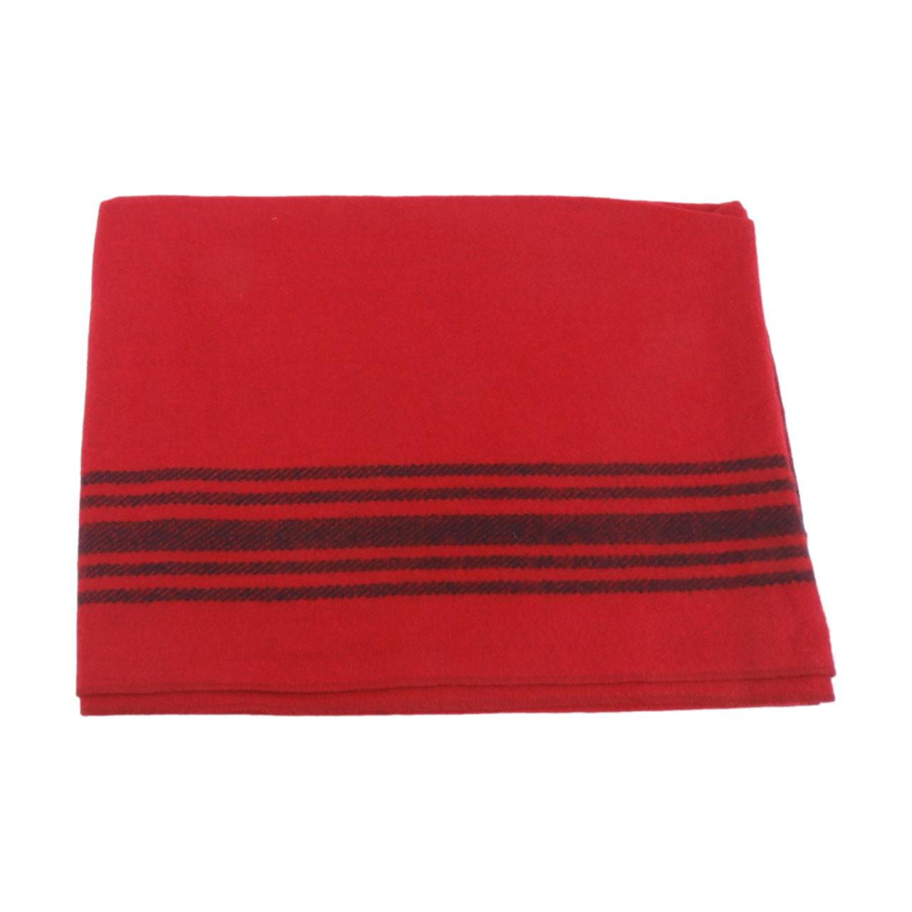 Wool blanket - red with navy stripes