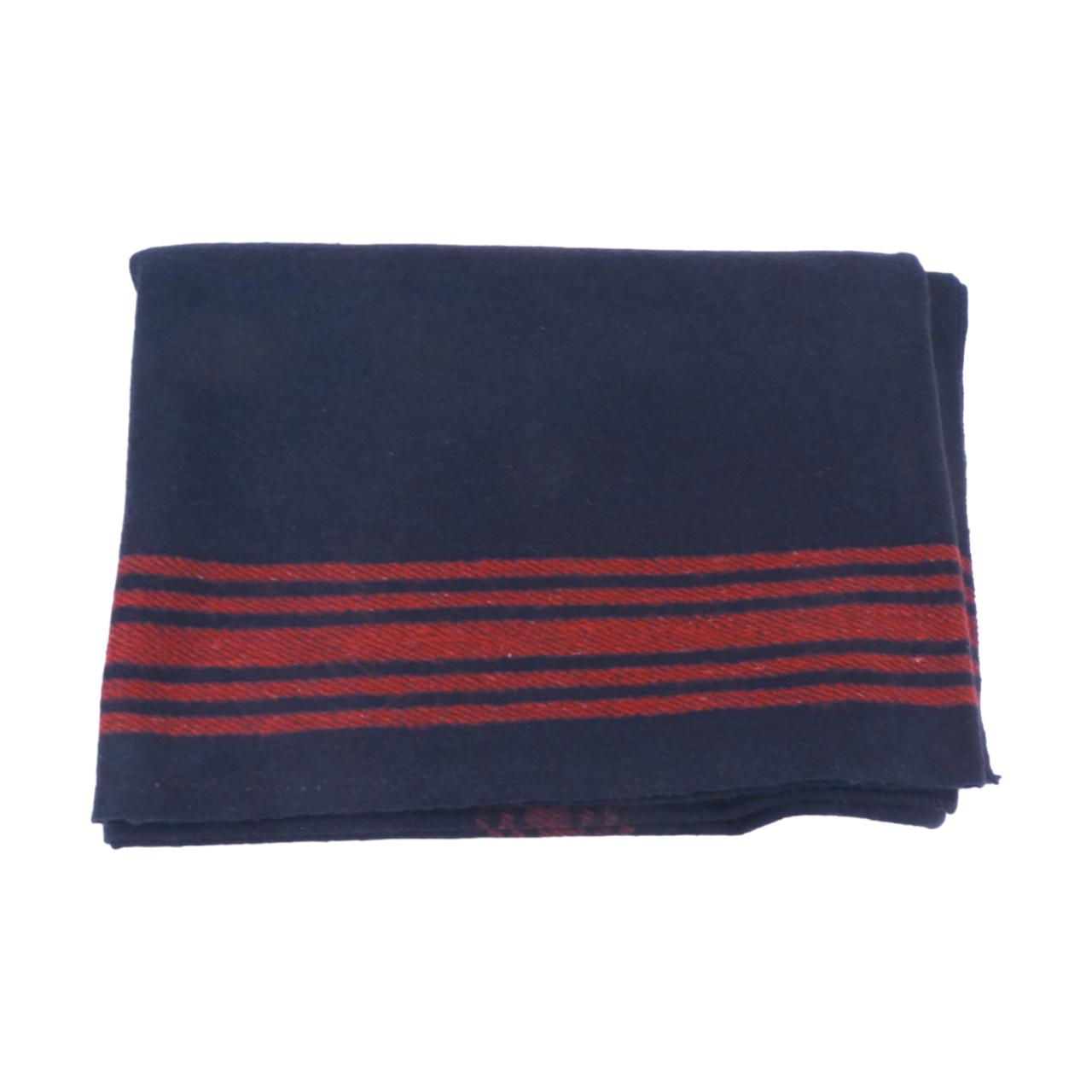 Wool blanket - navy with red stripes