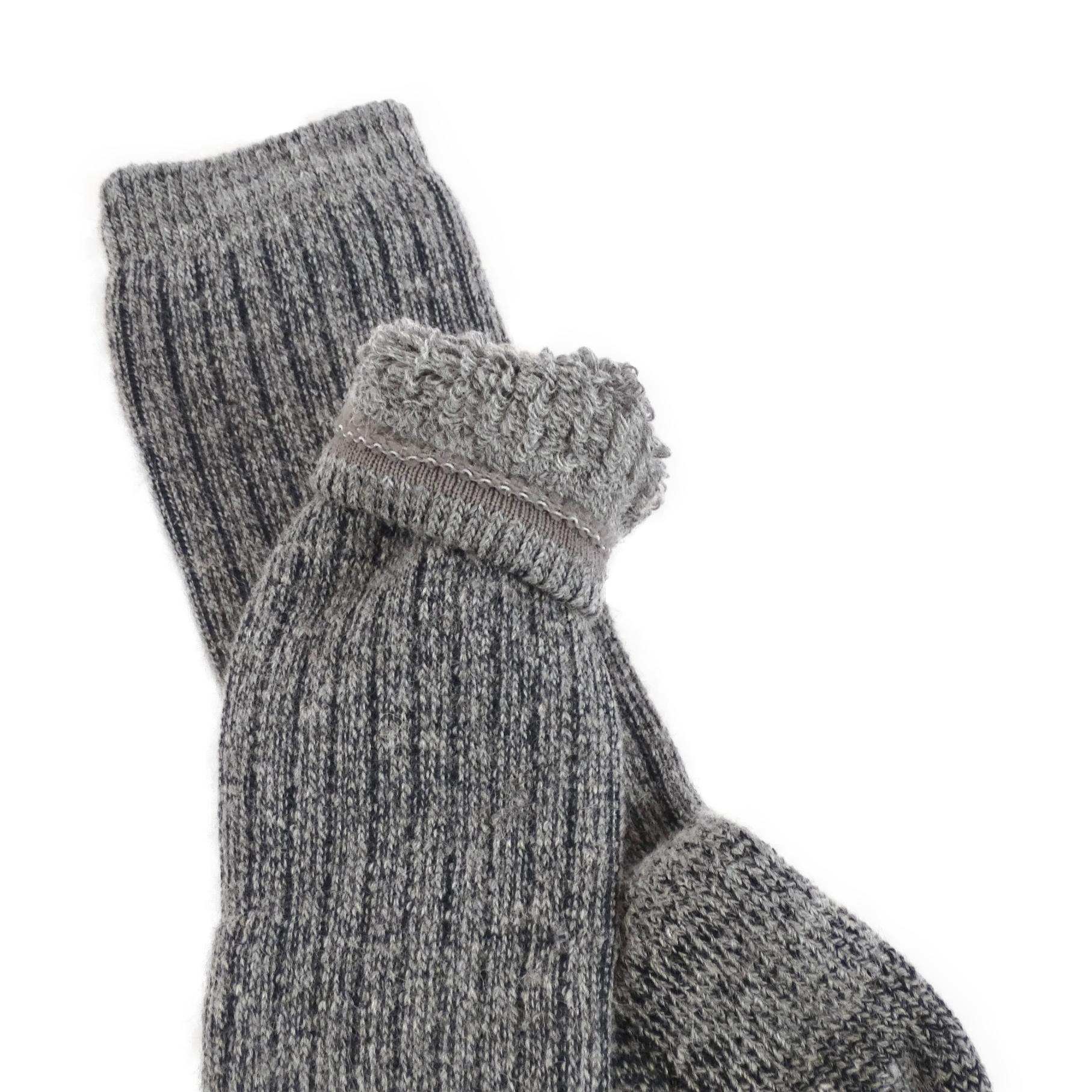 Alpaca Boot Socks - top rolled down to see inside detail Alpaca Boot Socks - top rolled down to see inside detail
