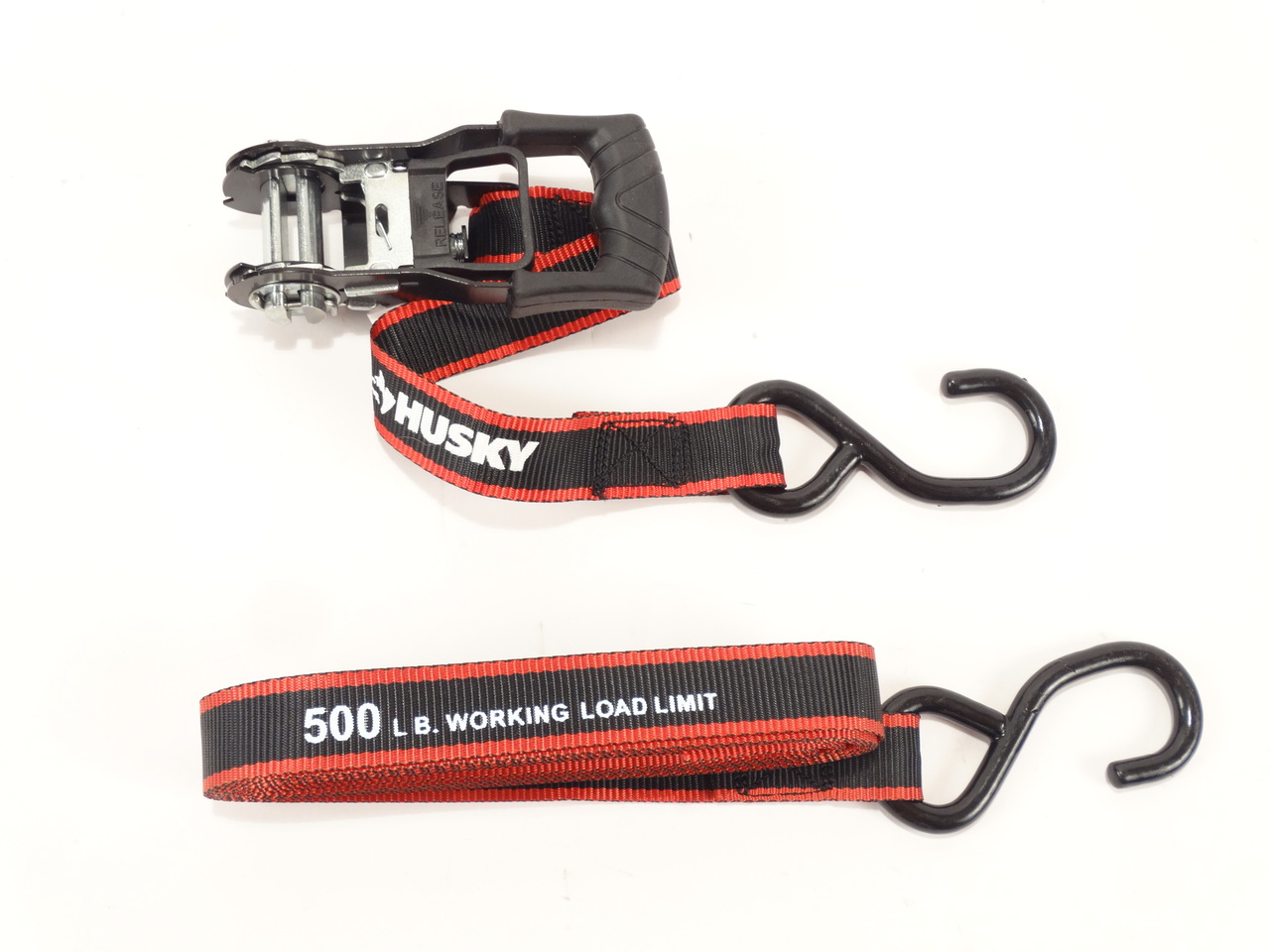 HUSKY 12ft. Ratchet Strap w/ "S" Hooks (500lb working load limit)