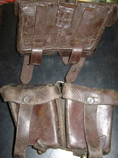 Vintage European Leather Ammo Pouches - Billings Army Navy