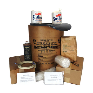 SK IV Sanitation Kit Box, Cold War Survival Kit Barrel, 60s Fallout Shelter  Bin 