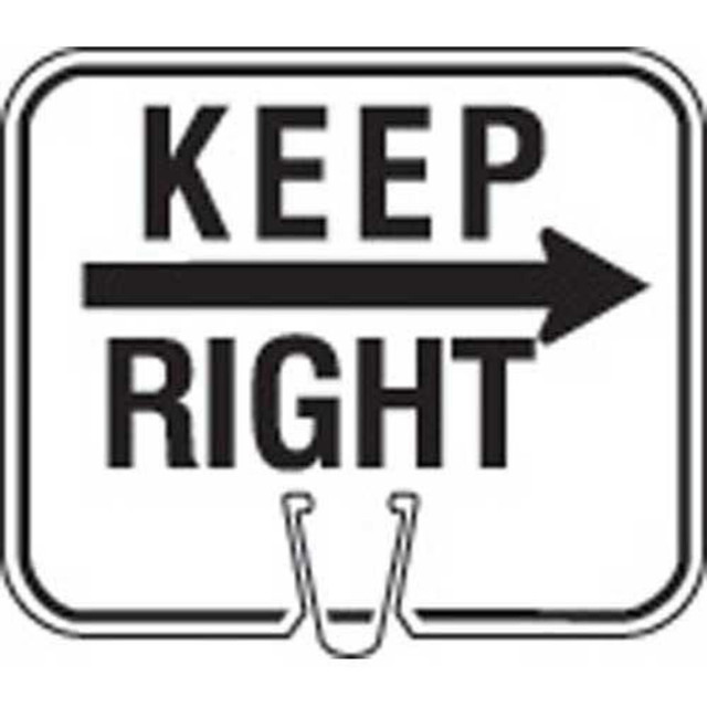 KEPR Cone Sign  Legend "KEEP RIGHT"  Size: 12-3/4"w x 10-1/2"h